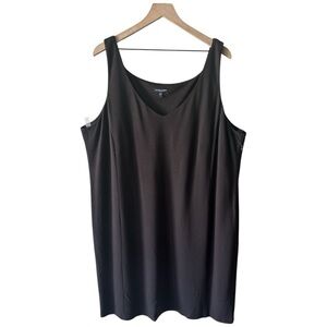 Eileen Fisher Viscose Stretch V-Neck Tank Dress Silk Lining - Brown - Size 2X